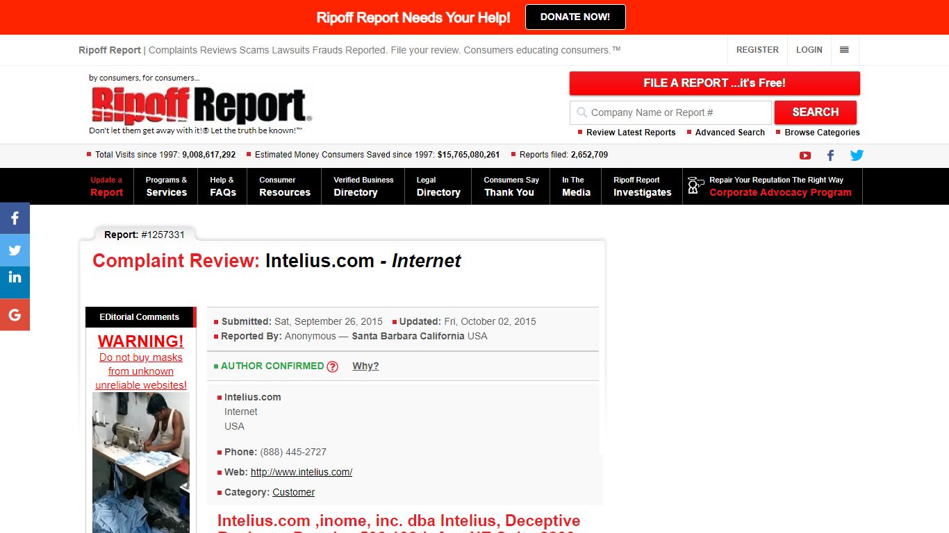 Ripoff Report | Intelius.com Review - Internet - Inteliuscom inome